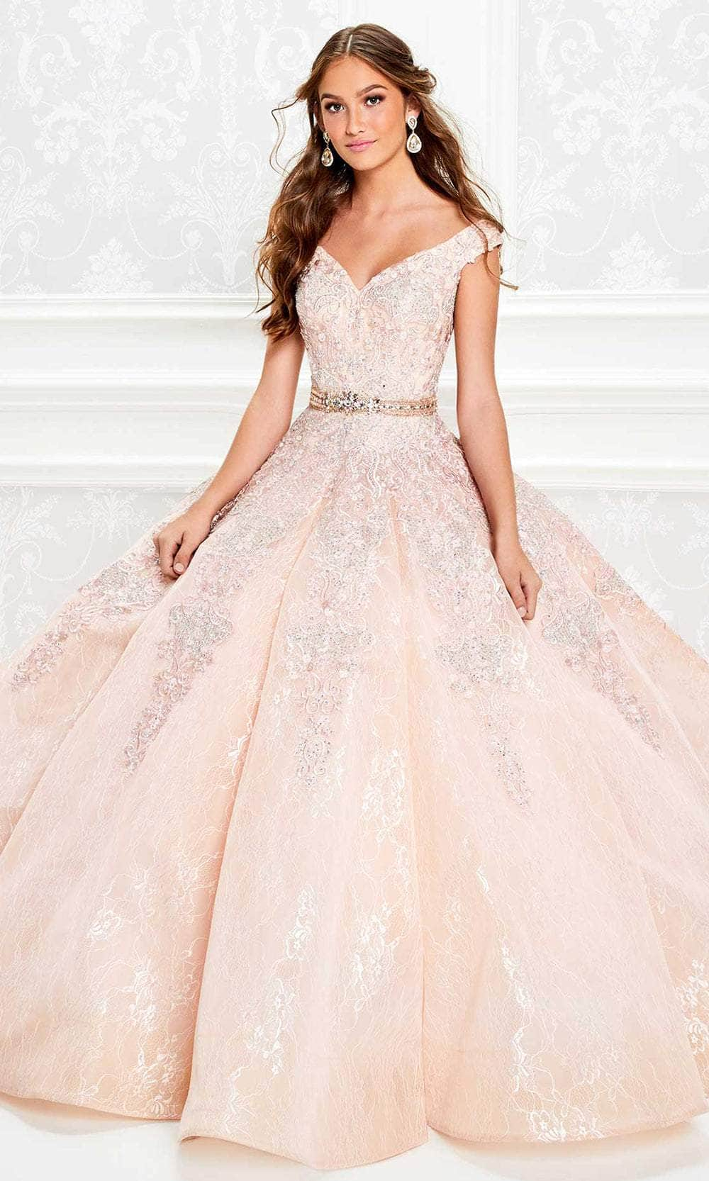 Image of Princesa by Ariana Vara PR11921 - Beaded Lace with Cape Ball Gown