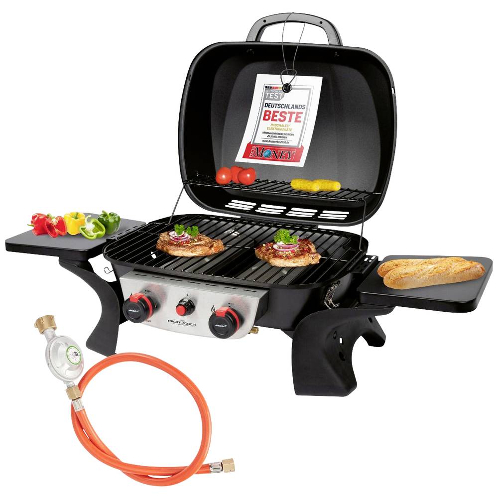Image of Profi Cook PC-GG 1261 Table Gas grill 2 heat zones 2 burners Thermometer in lid Black