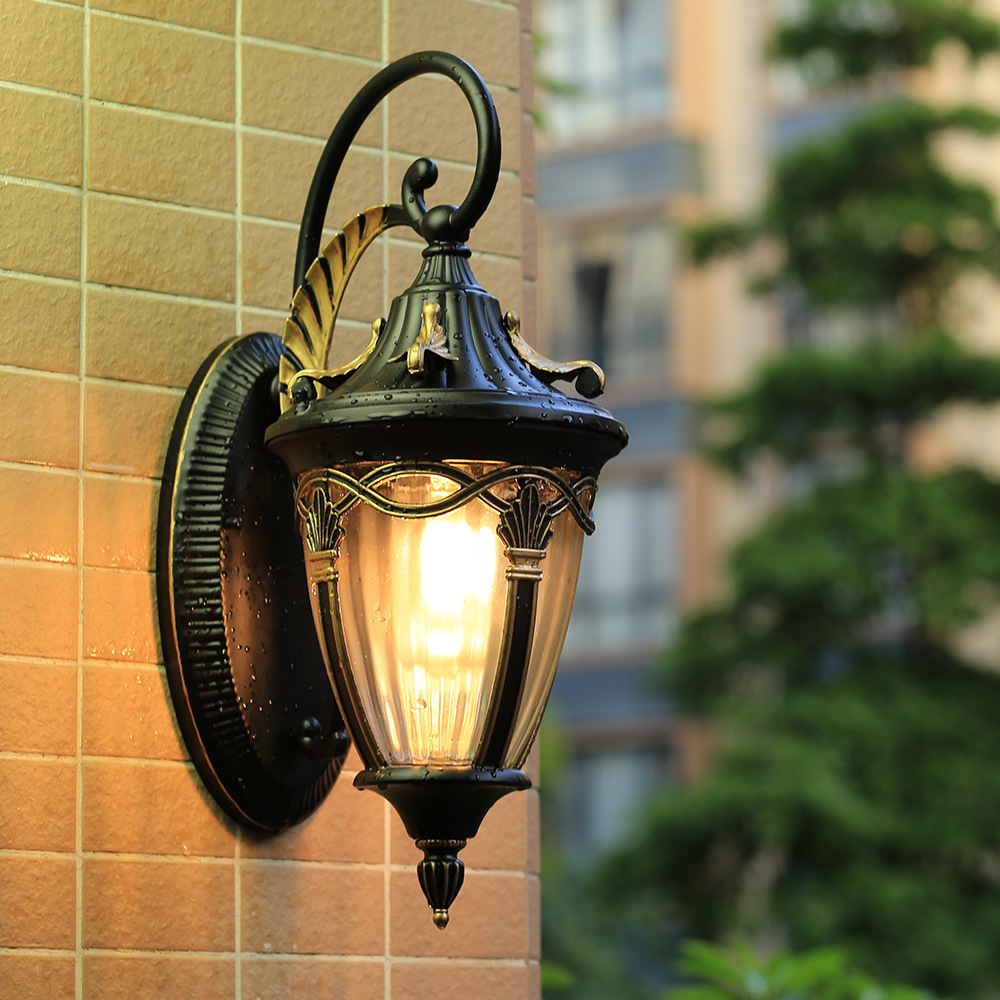 Image of Public Park Outdoor Lamps Wall Lantern Waterproof Wall Fixture Vestibule Exterior Light Fixtures Forecourt Porch Lights Sconce Dooryard