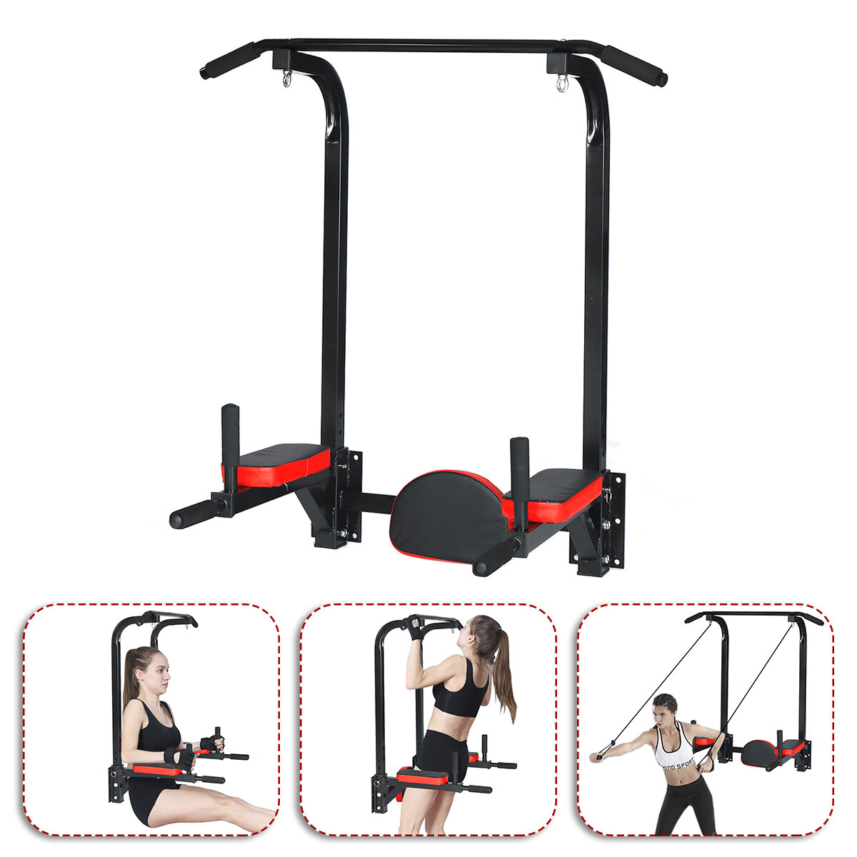 Image of Pull Up Bar Wall Mount Chin Up Dip Station Power Tower Gym Home Fitness Sports