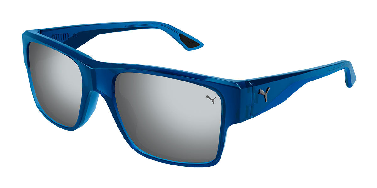 Image of Puma PU0403S 004 57 Lunettes De Soleil Homme Bleues FR