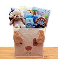 Image of Puppy Tails New Baby Gift Basket