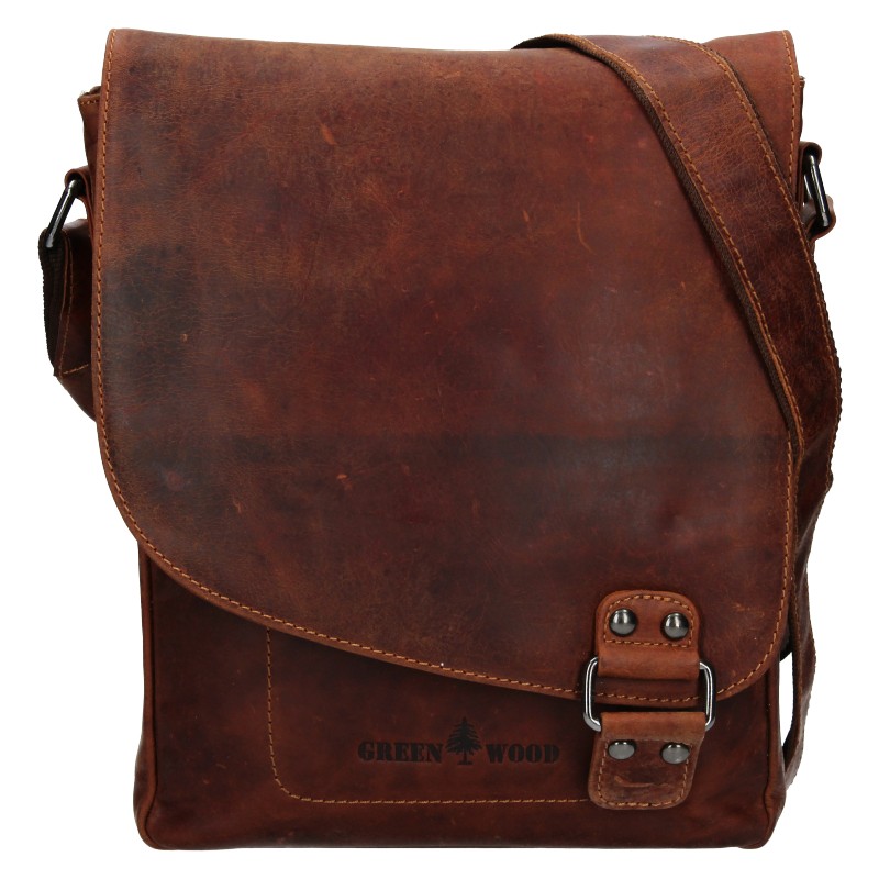 Image of Pánska kožená taška cez rameno Greenwood Eithan - hnedá SK