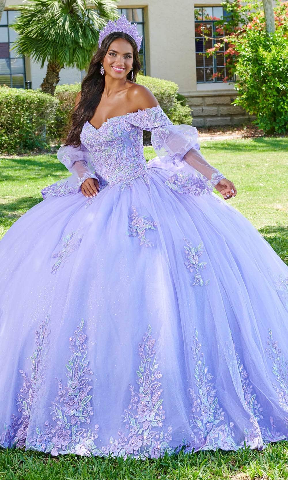 Image of Quinceanera Collection 26078 - Lace Applique Off-Shoulder Ballgown