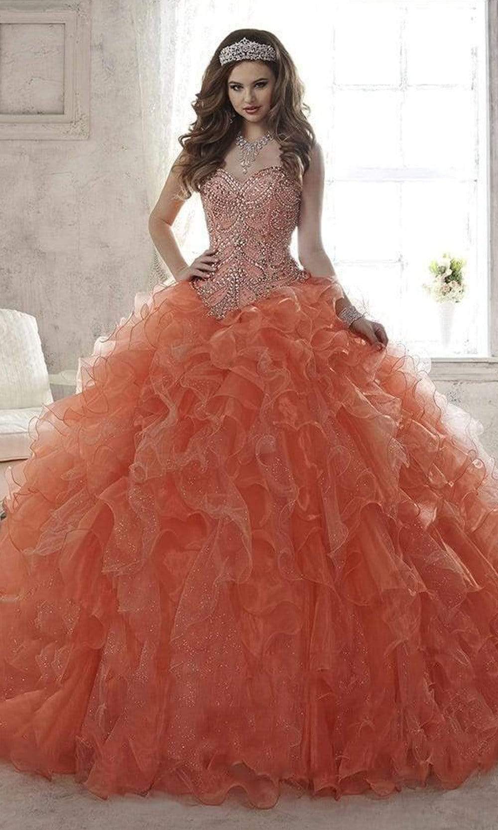 Image of Quinceanera Collection - 26805 Strapless Beaded Ballgown With Train