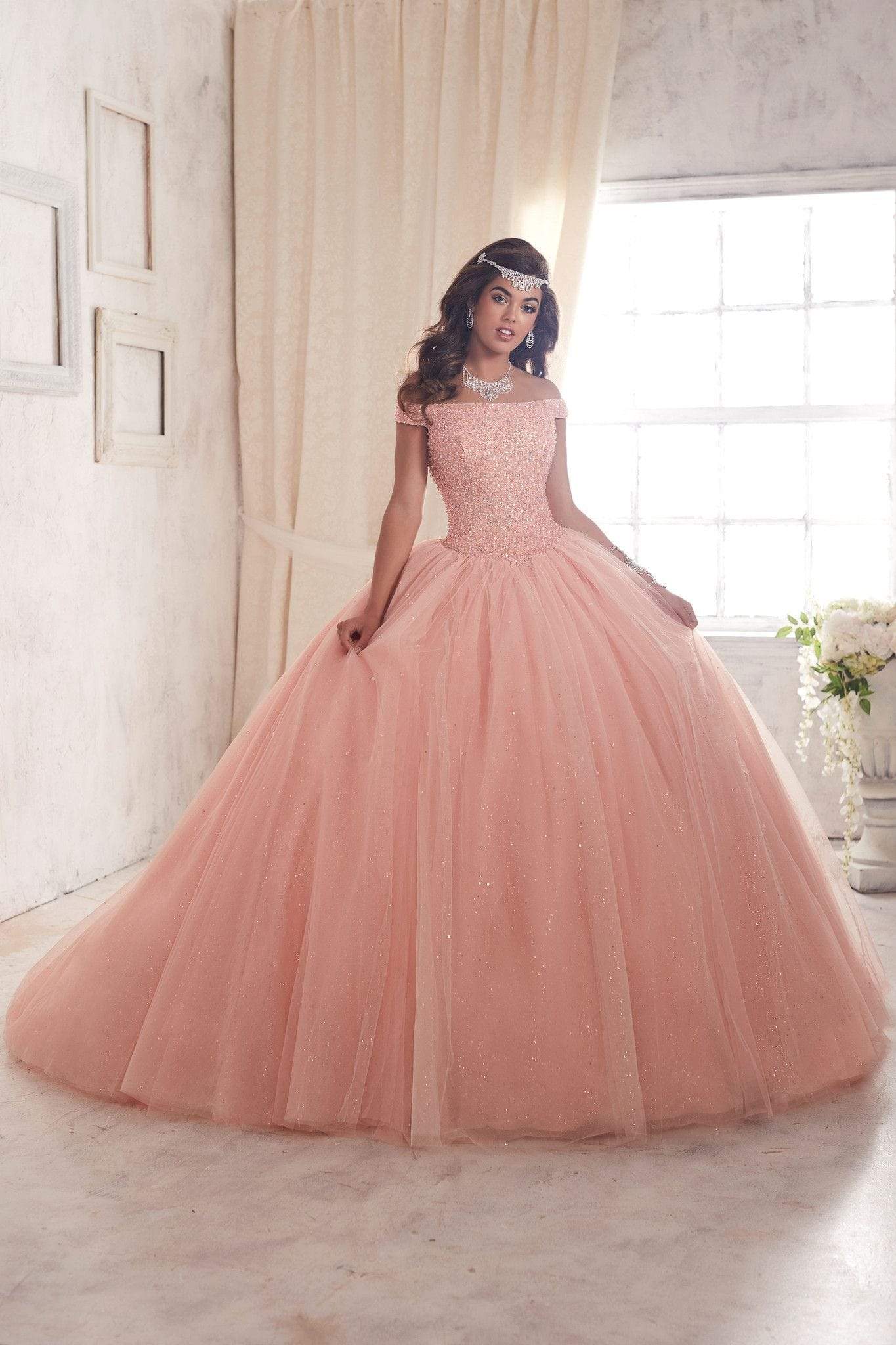 Image of Quinceanera Collection - 26844 Crystal Studded Off Shoulder Ballgown