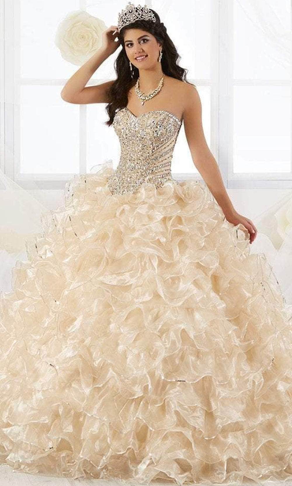 Image of Quinceanera Collection - 26845 Crystal Beaded Ruffle Organza Ballgown