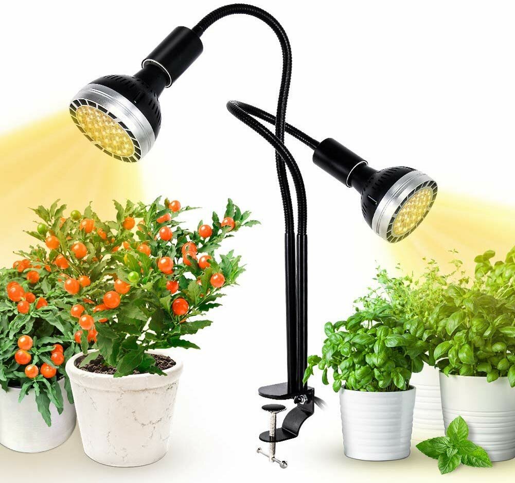 Image of RELASSY AC100V-240V 300W 60LED Dual Head Full Spectrum LED Grow Light for Indoor Plants Daisy Chain Dimmable Knob Sun