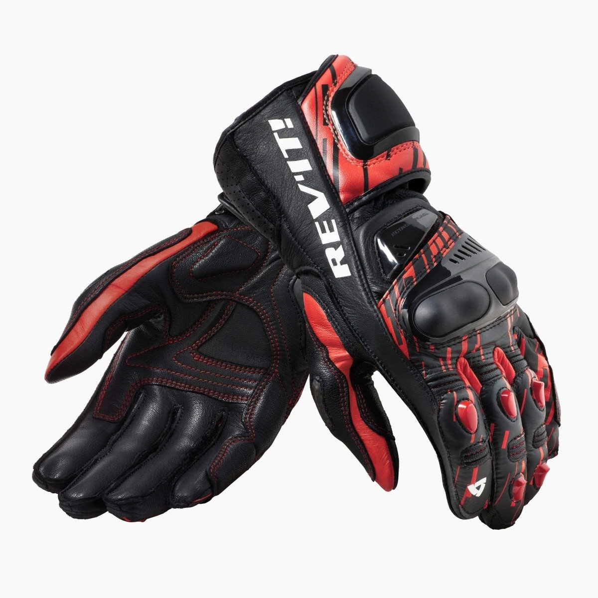 Image of REV'IT! Quantum 2 Neon Red Black Motorcycle Gloves Size 2XL EN