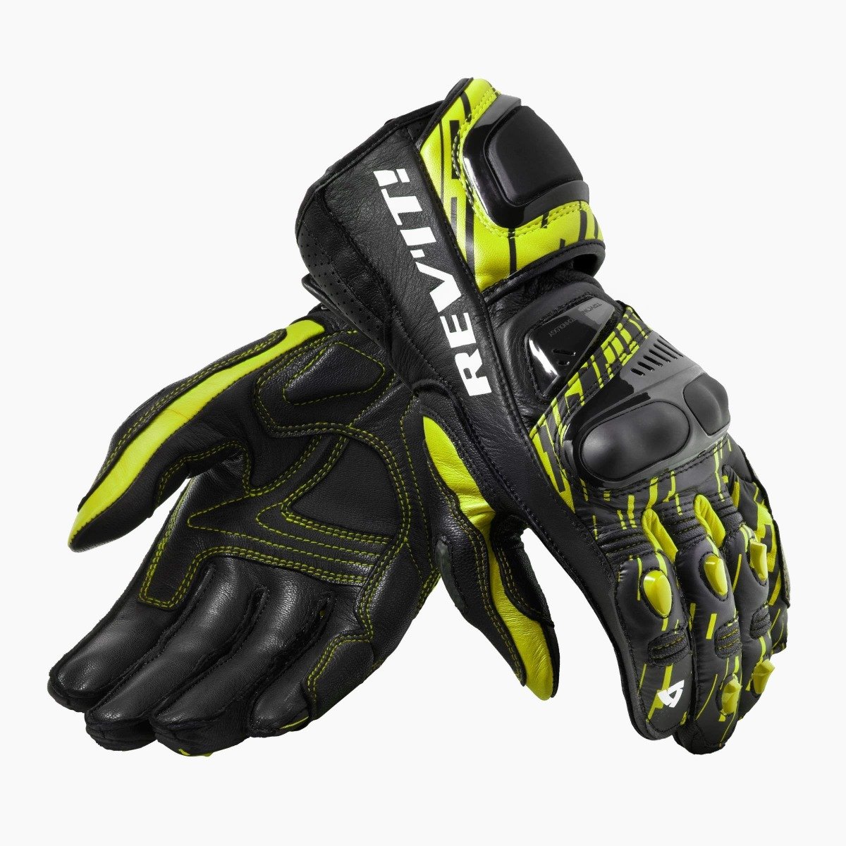 Image of REV'IT! Quantum 2 Neon Yellow Black Motorcycle Gloves Size L EN