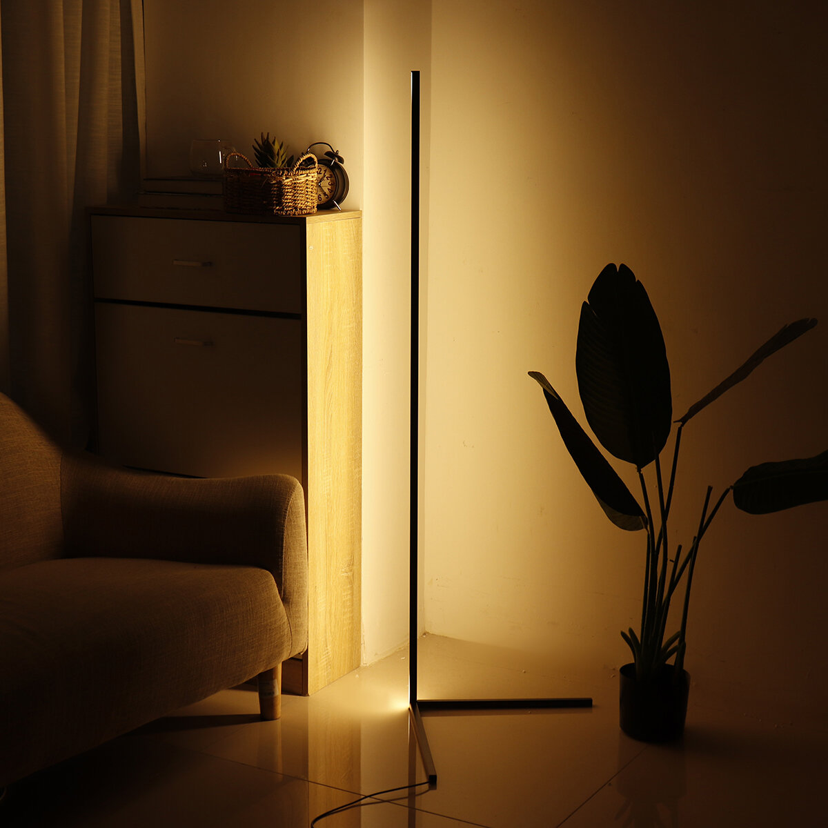 Image of RGB Colour Changing LED Corner Floor Lamp Minimalist Mood Light Modern Home