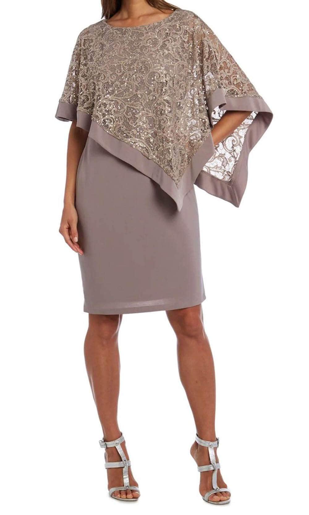 Image of R&M Richards 2292 - Lace Poncho Cocktail Dress