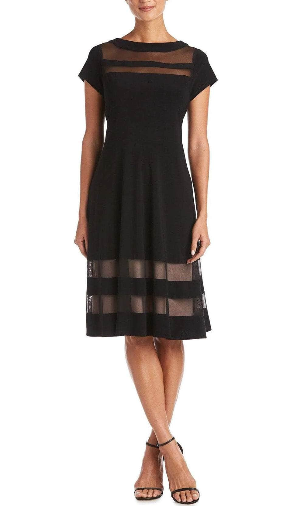 Image of R&M Richards 7771 - Sheer Illusion Midi Dress