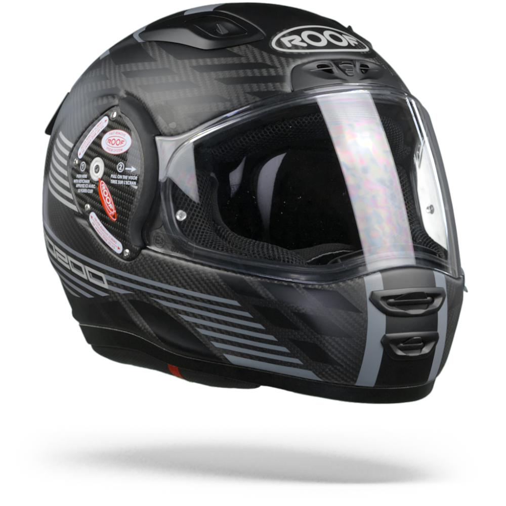 Image of ROOF RO200 Carbon Speeder Matt Black Steel Full Face Helmet Size S EN