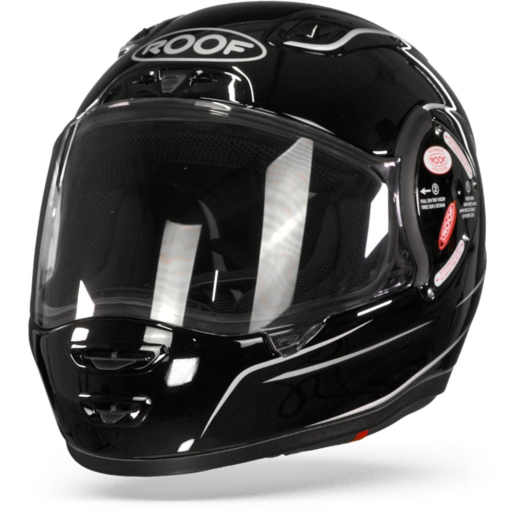 Image of ROOF RO200 Neon Black Silver Full Face Helmet Size ML EN