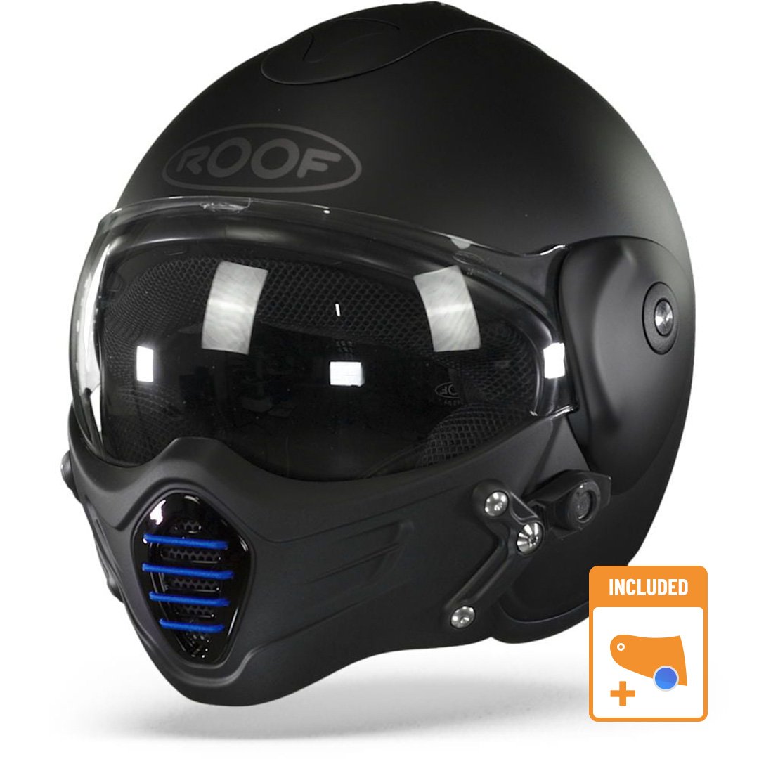 Image of ROOF Roadster Iron Mat Black Blue Jet Helmet Size 2XL EN