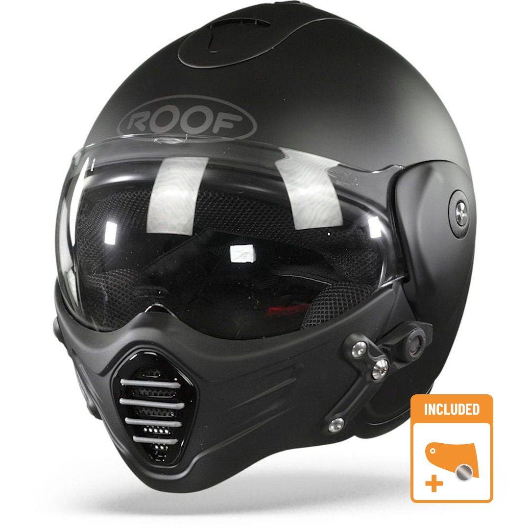 Image of ROOF Roadster Iron Mat Black Silver Jet Helmet Size XS EN