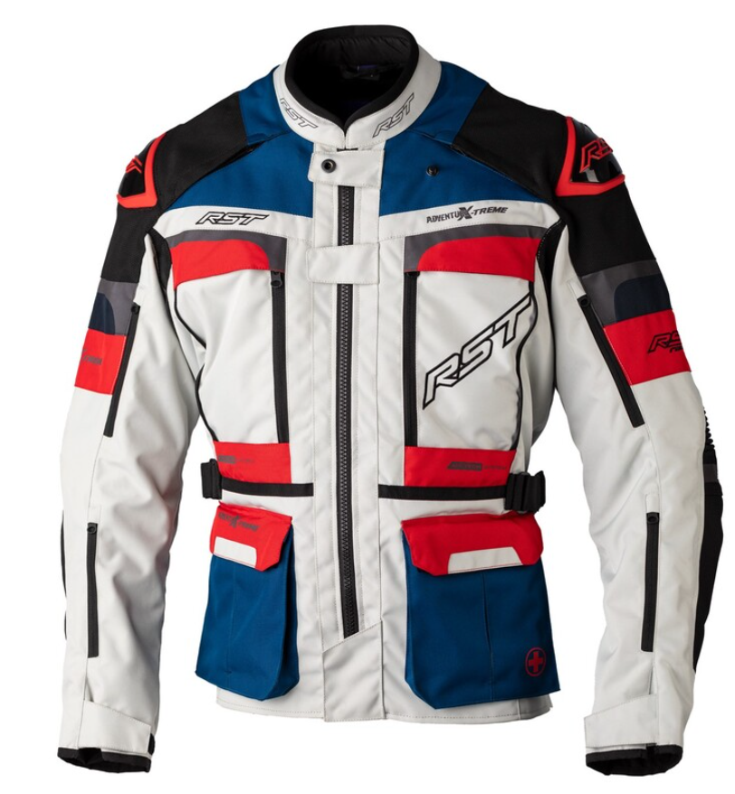 Image of RST Adventure-Xtreme Race Dept CE Textile Jacket Men Ice Blue Red Size 40 ID 5056136289777