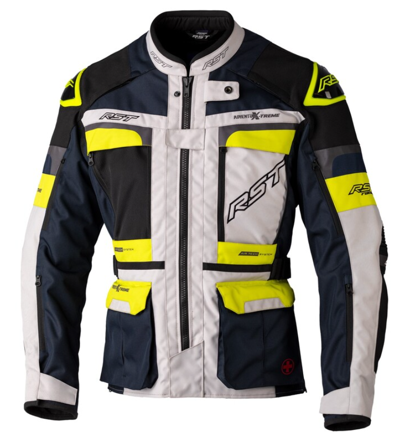 Image of RST Adventure-Xtreme Race Dept CE Textile Jacket Men Silver Navy Yellow Size 48 ID 5056136289975