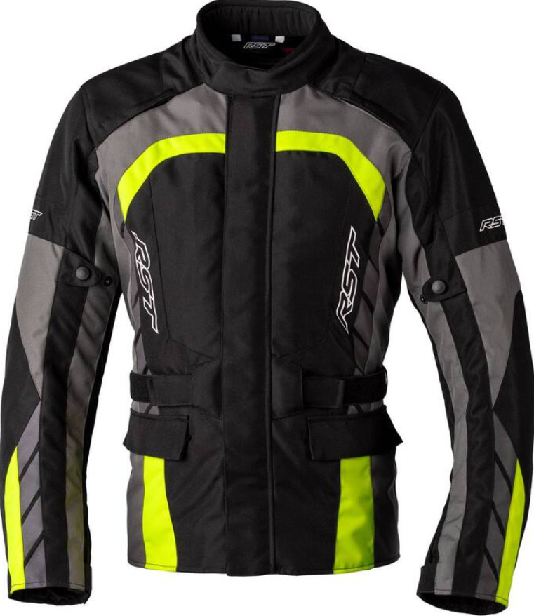 Image of RST Alpha CE 5 Textile Jacket Men Black Gray Neon Yellow Size 42 EN