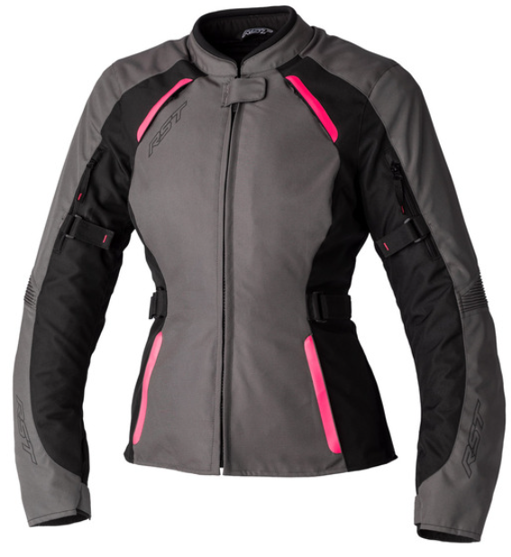 Image of RST Ava CE Textile Jacket Lady Dark Gray Neon Pink Black Size 10 EN