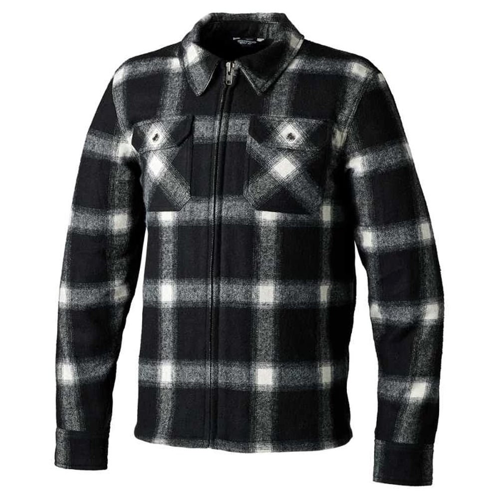 Image of RST Brushed Ce Mens Textile Shirt Schwarz Weiß Check Jacke Größe 40