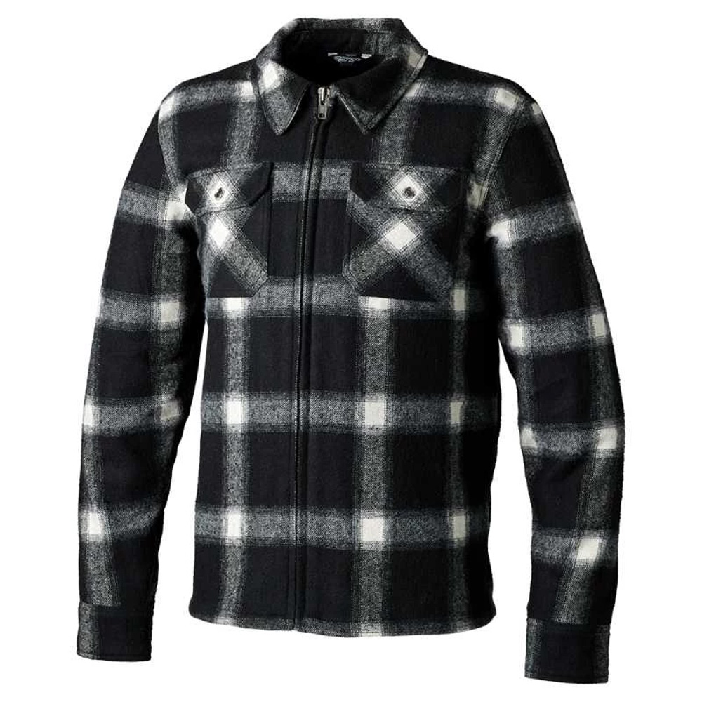 Image of RST Brushed Ce Mens Textile Shirt Schwarz Weiß Check Jacke Größe 44