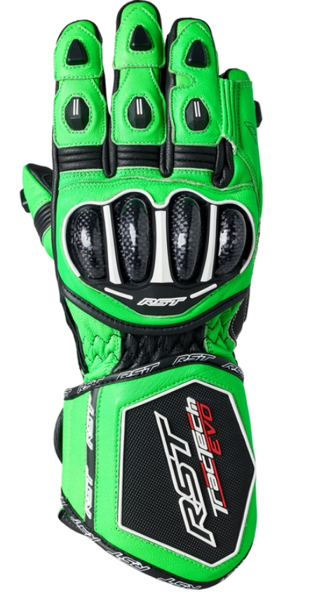 Image of RST Glove Tractech Evo 4 Neon Vert Noir Gants Taille 8