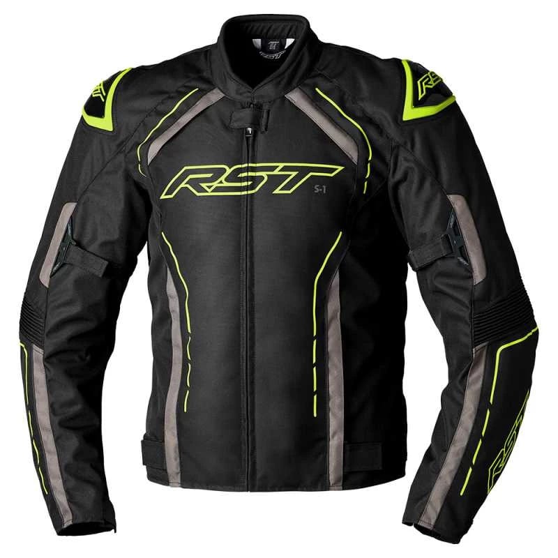 Image of RST S-1 CE Textile Jacket Men Black Gray Fluo Yellow Size 46 EN