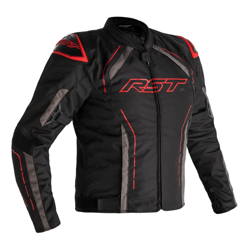 Image of RST S-1 Ce Mens Textile Schwarz Rot Grau Jacke Größe 40