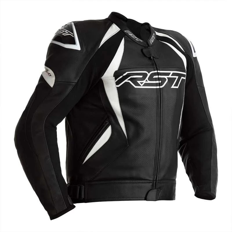Image of RST Tractech Evo 4 CE Leather Jacket Men Black White Size 42 EN