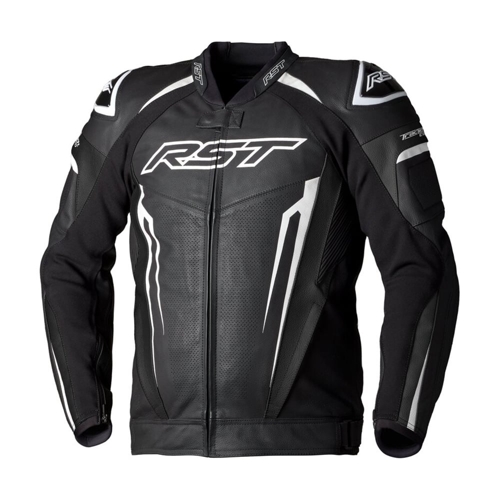 Image of RST Tractech Evo 5 Leather Jacket Black White Black Size 52 ID 5056558133016