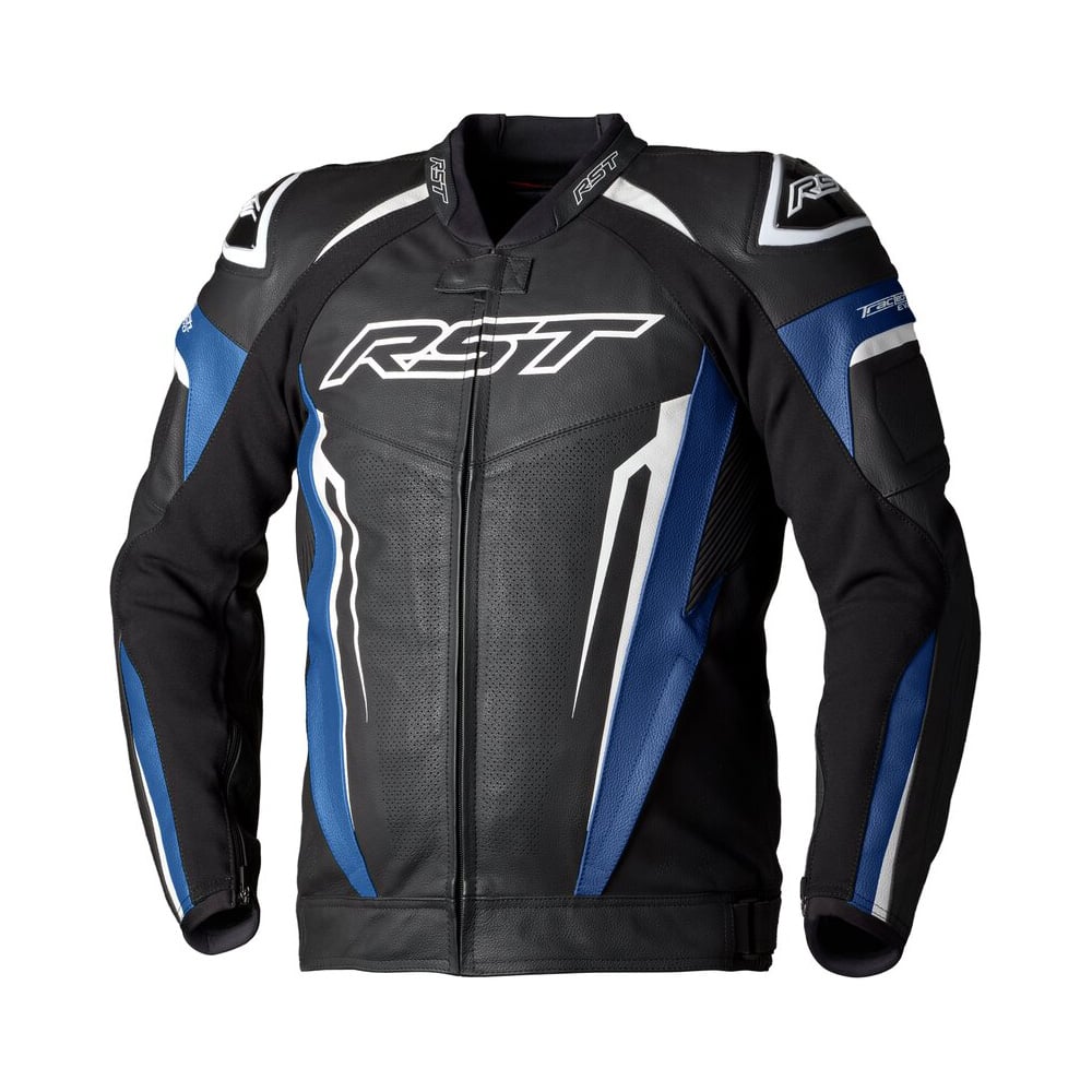 Image of RST Tractech Evo 5 Leather Jacket Blue Black White Size 50 ID 5056558133061