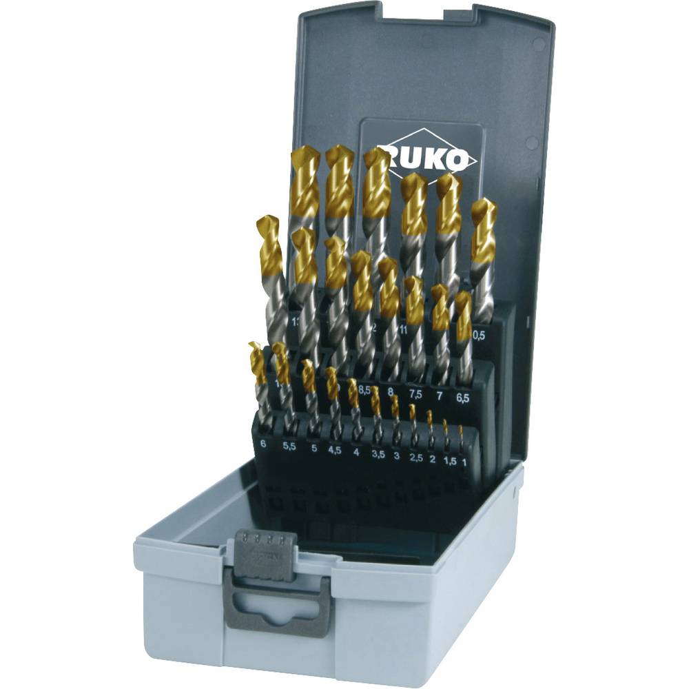 Image of RUKO 2501215TRO HSS-G Twist drill bit set 25-piece 1 mm 15 mm 2 mm 25 mm 3 mm 35 mm 4 mm 45 mm 5 mm 55 mm
