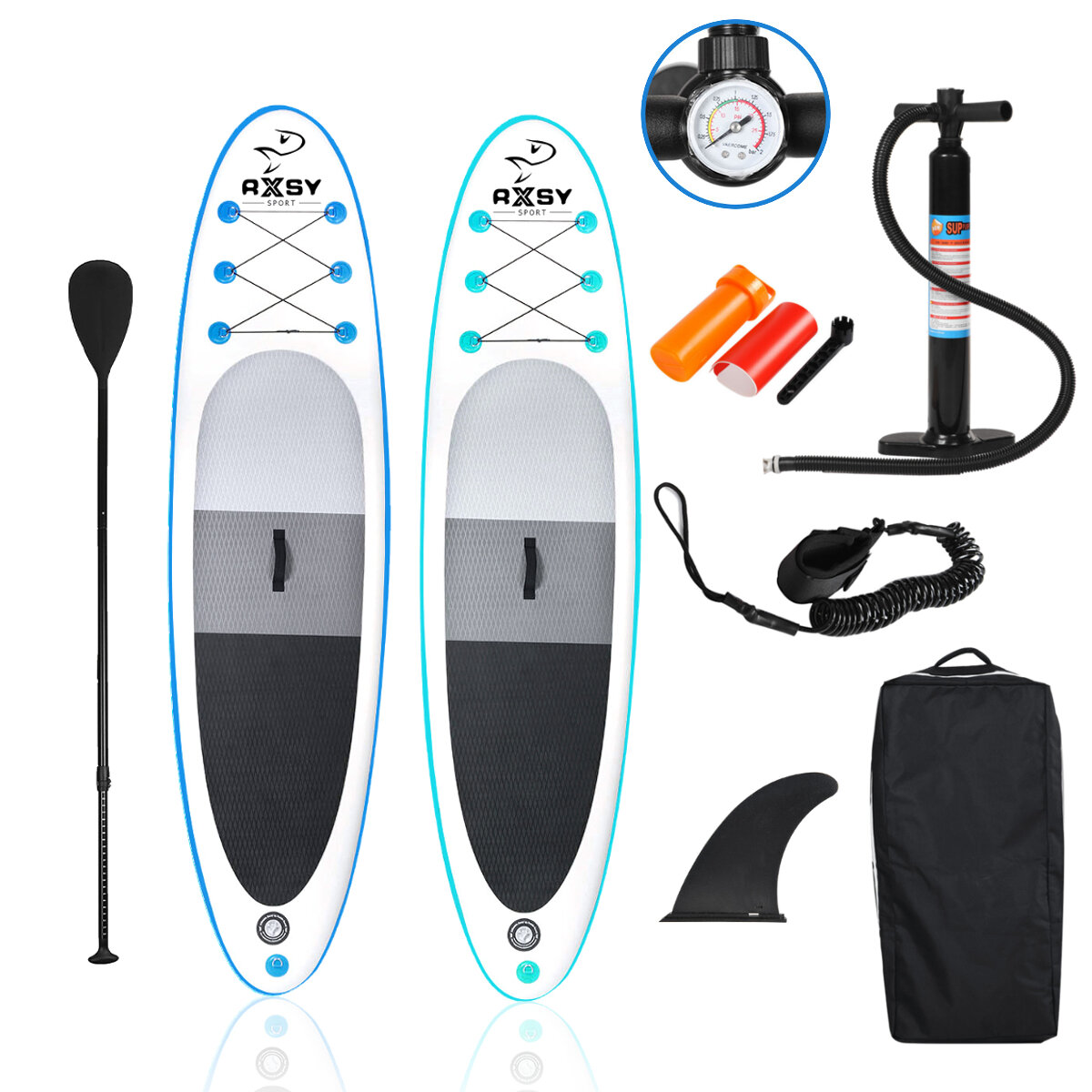 Image of RXSY 105' 320CM Inflatable Stand Up Surfing SUP Paddle Board Set Portable Anti-slip with Side Ailerons Backpack Repair