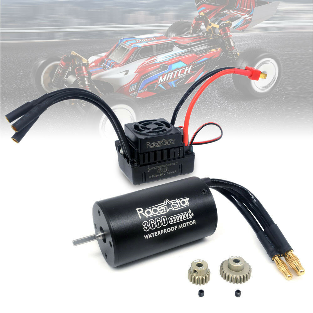 Image of Racerstar 3660 Brushless Motor 60A ESC Waterproof w/ M06 Metal Gears for Wltoys 104001 104002 RC Car Vehicles Parts