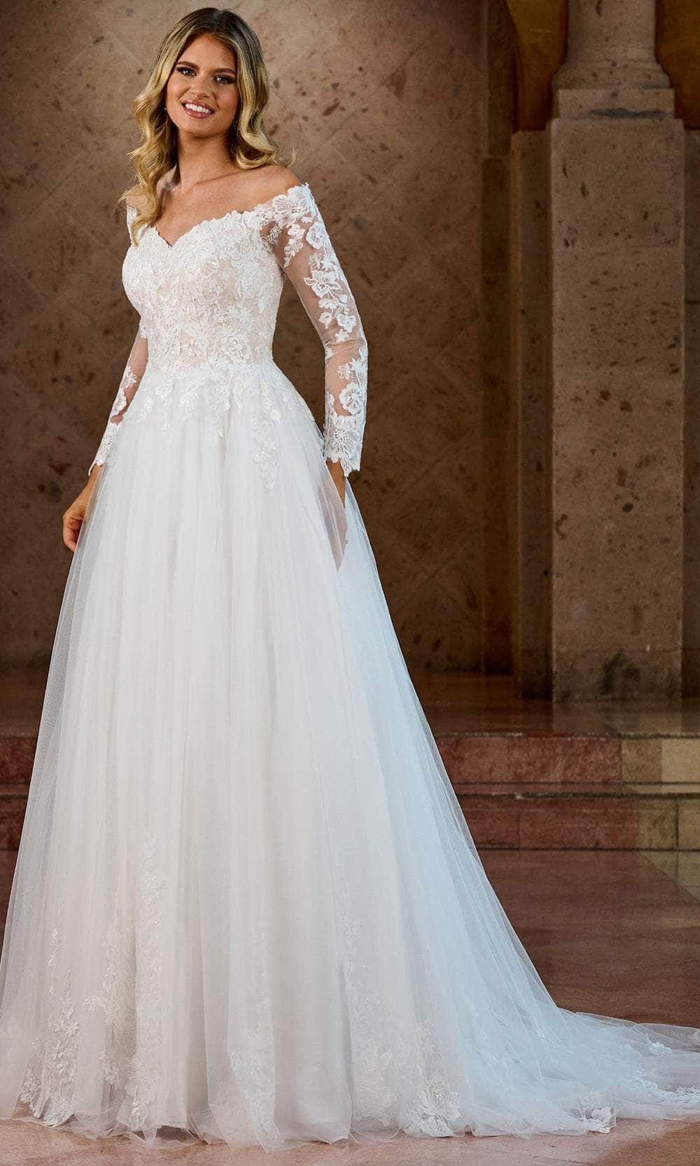 Image of Rachel Allan Bridal RB2186 - Long Sleeve Embroidered Bridal Gown