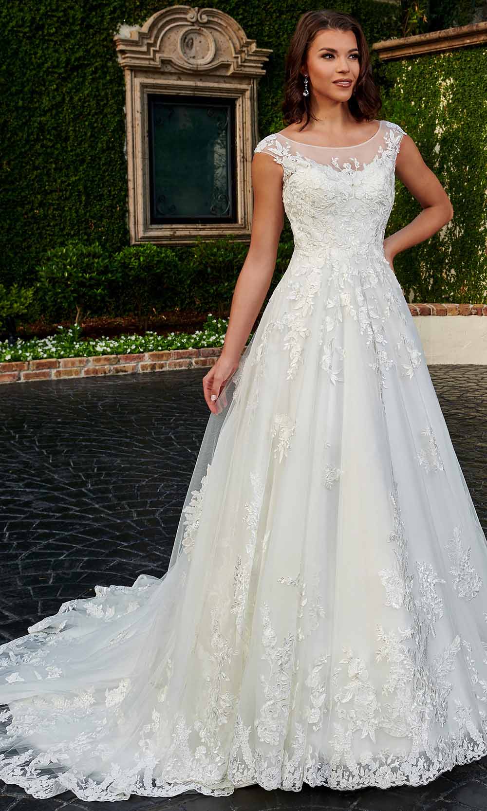 Image of Rachel Allan Bridal RB3156 - Cap Sleeve Tulle Bridal Gown