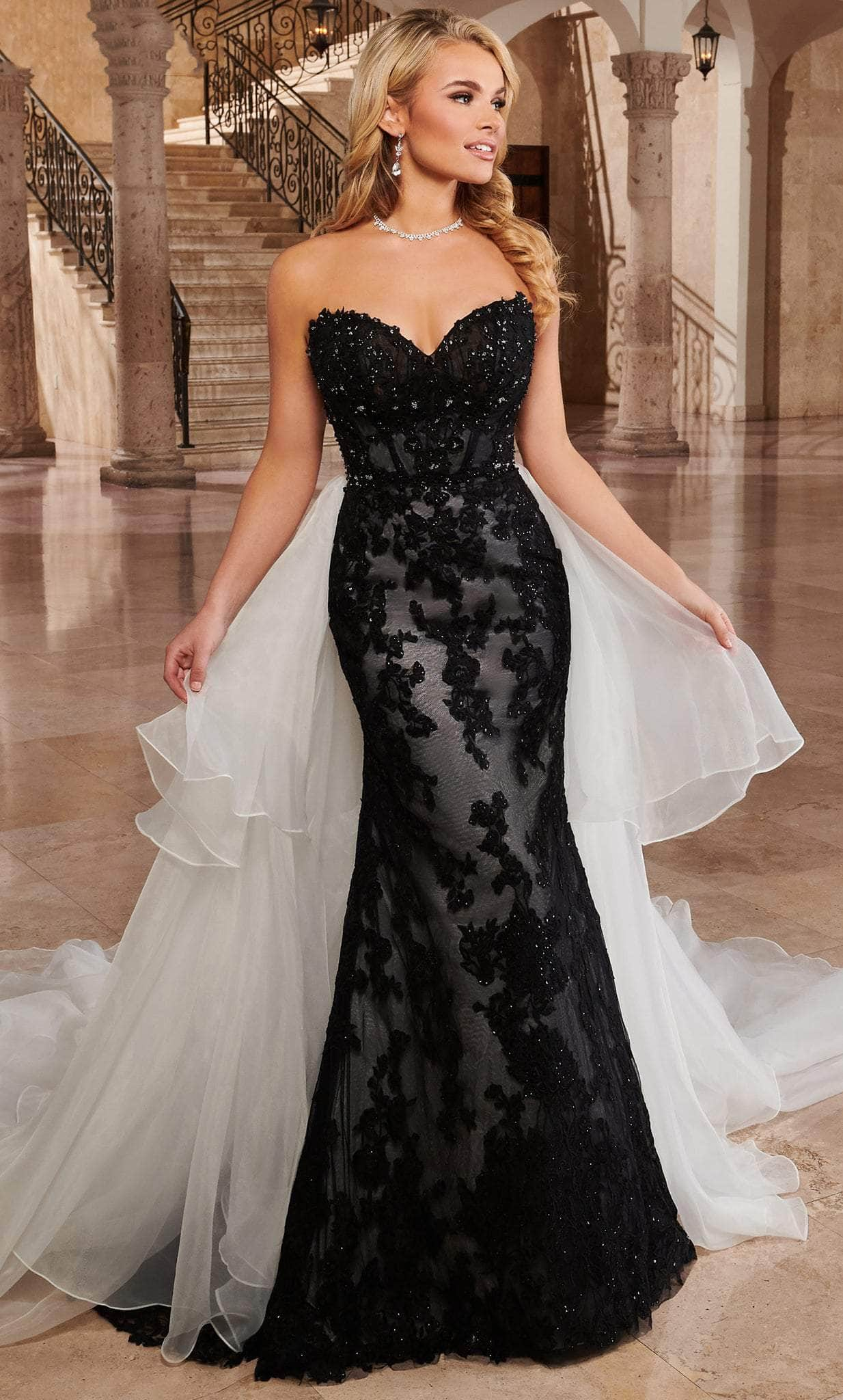 Image of Rachel Allan Bridal RB5022 - Three-Tiered Train Sweetheart Gown