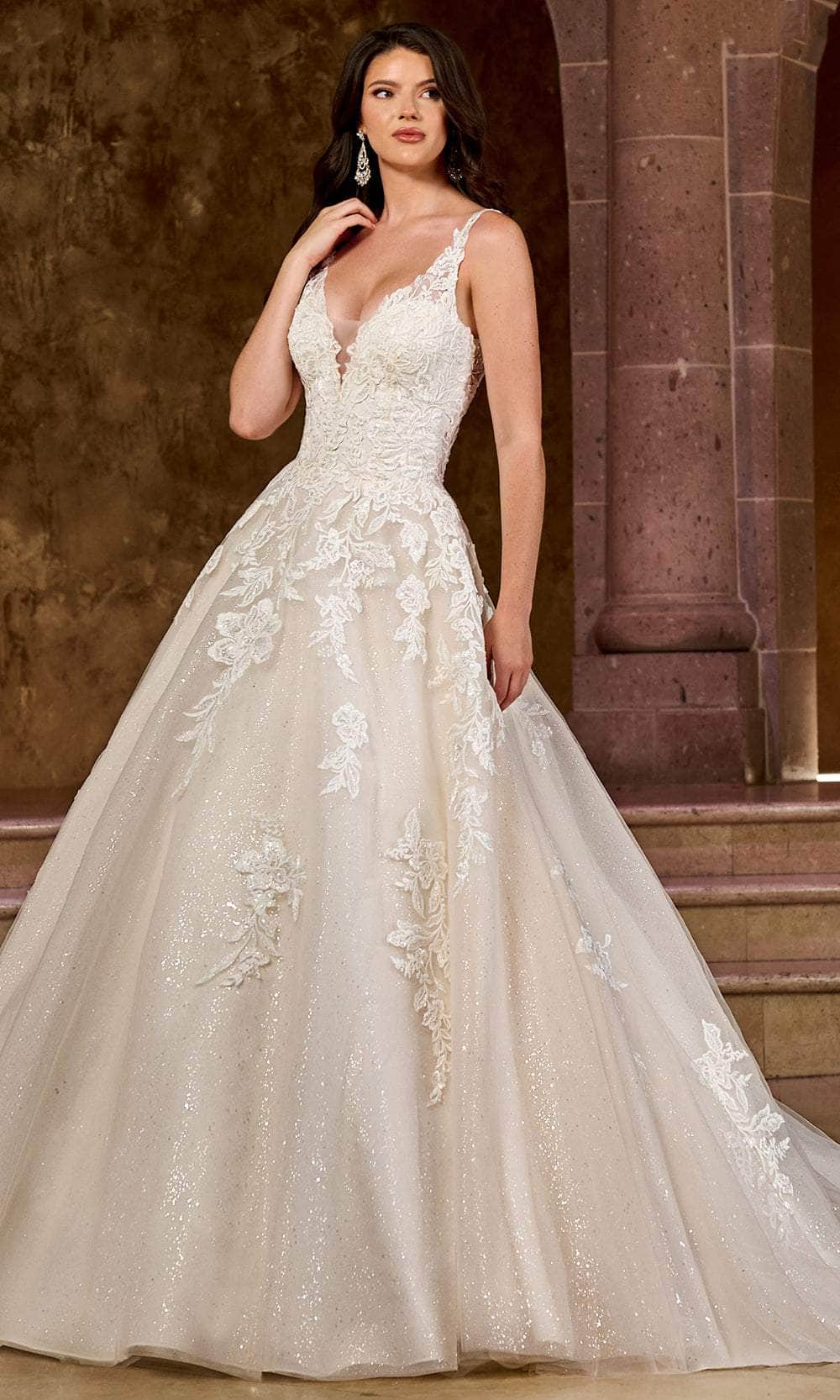 Image of Rachel Allan RB5037 - Lace Appliqued A-Line Bridal Gown