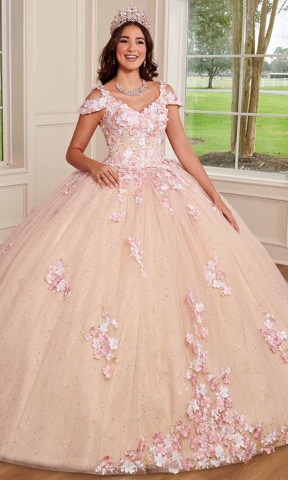 Image of Rachel Allan RQ1125 - Cold Shoulder Floral Ballgown