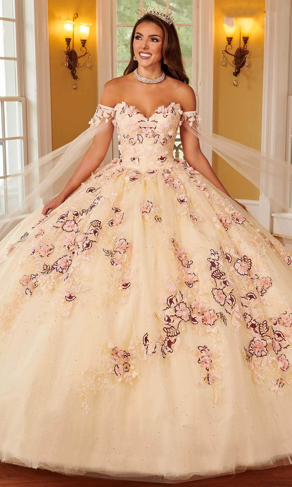 Image of Rachel Allan RQ2161 - Floral Ornate Quinceanera Ballgown