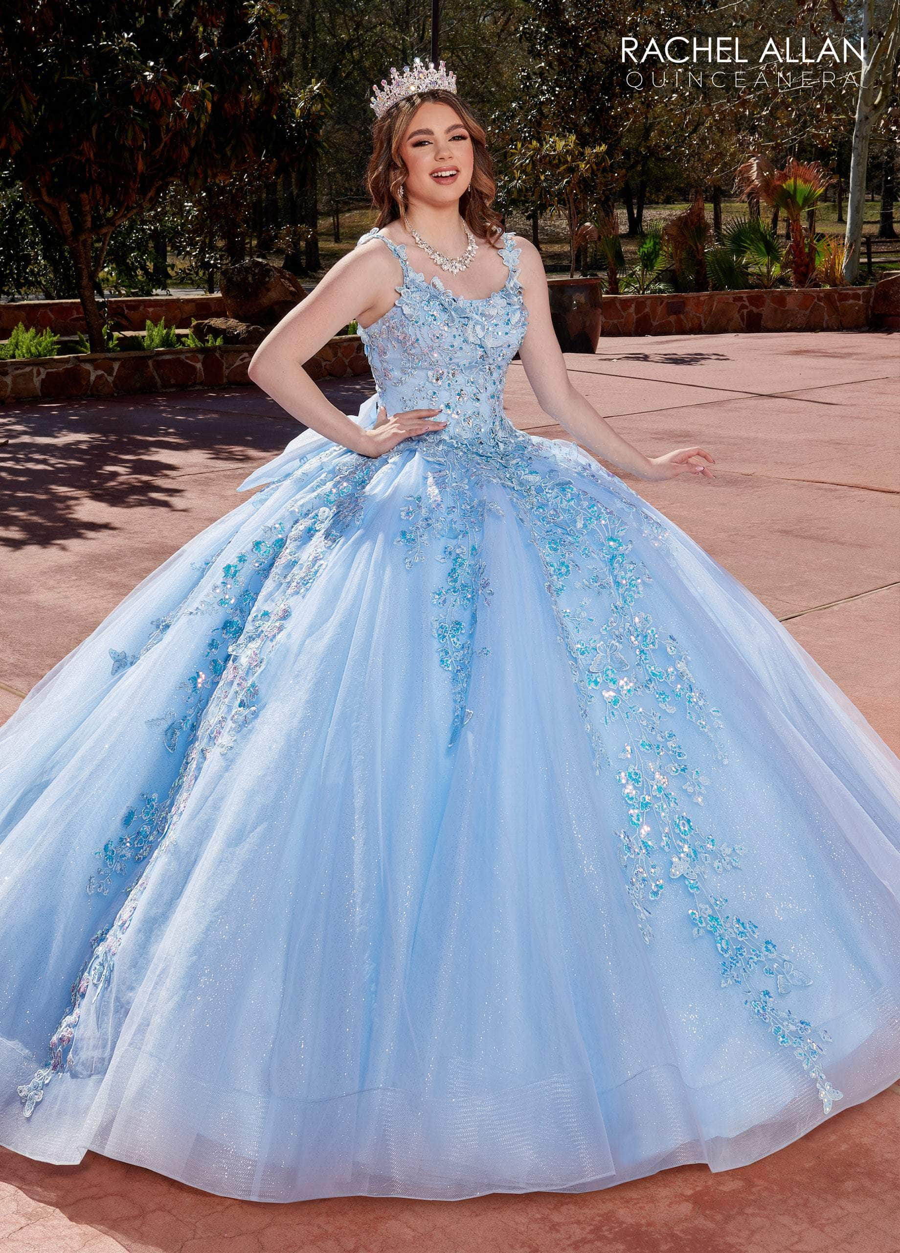 Image of Rachel Allan RQ2172 - Butterfly Appliqued Scoop Ballgown