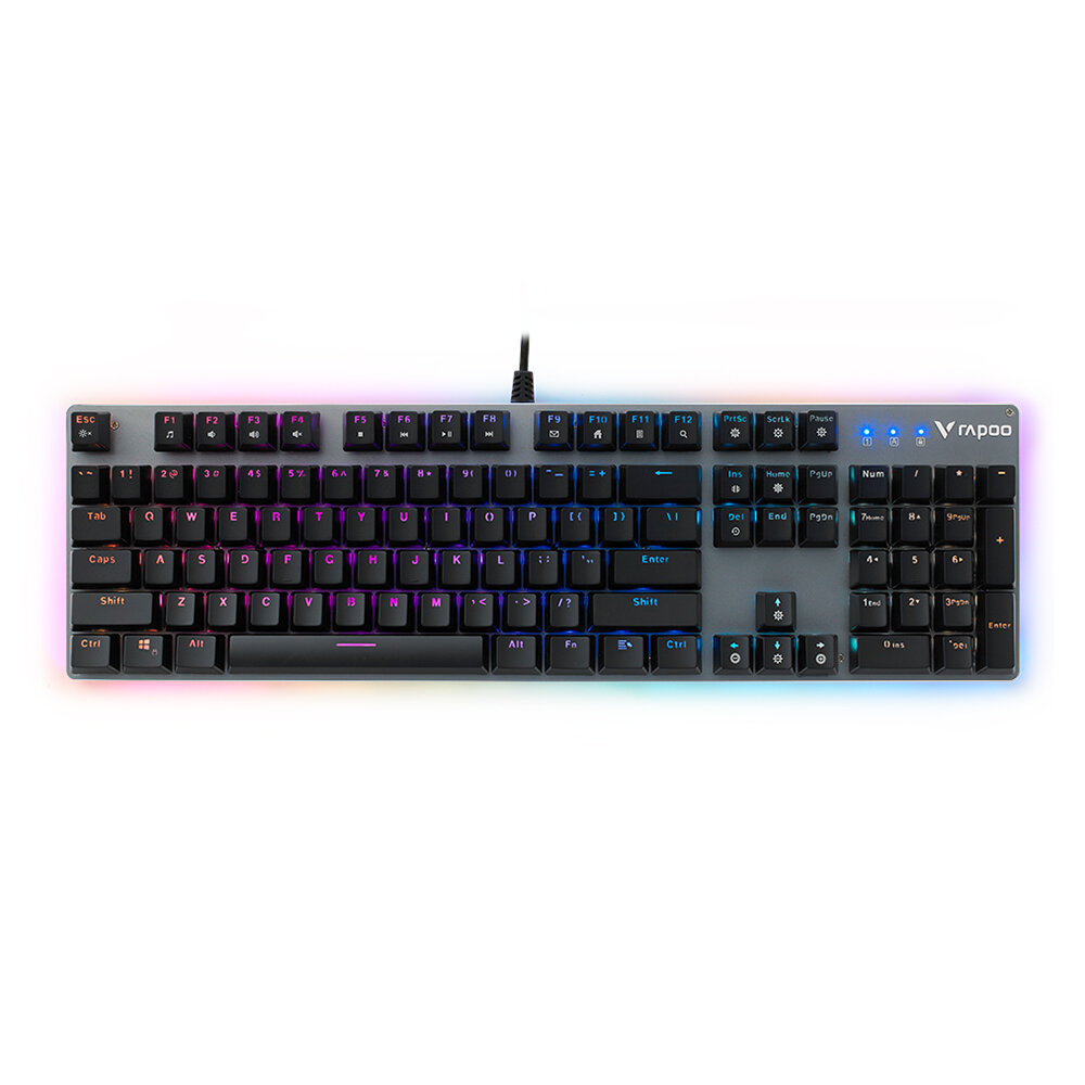 Image of Rapoo V520 Wired Mechnaical Keyboard 104 Keys Silver Switch Waterproof RGB Backlit Gaming Keyboard for Gaming PC Laptops