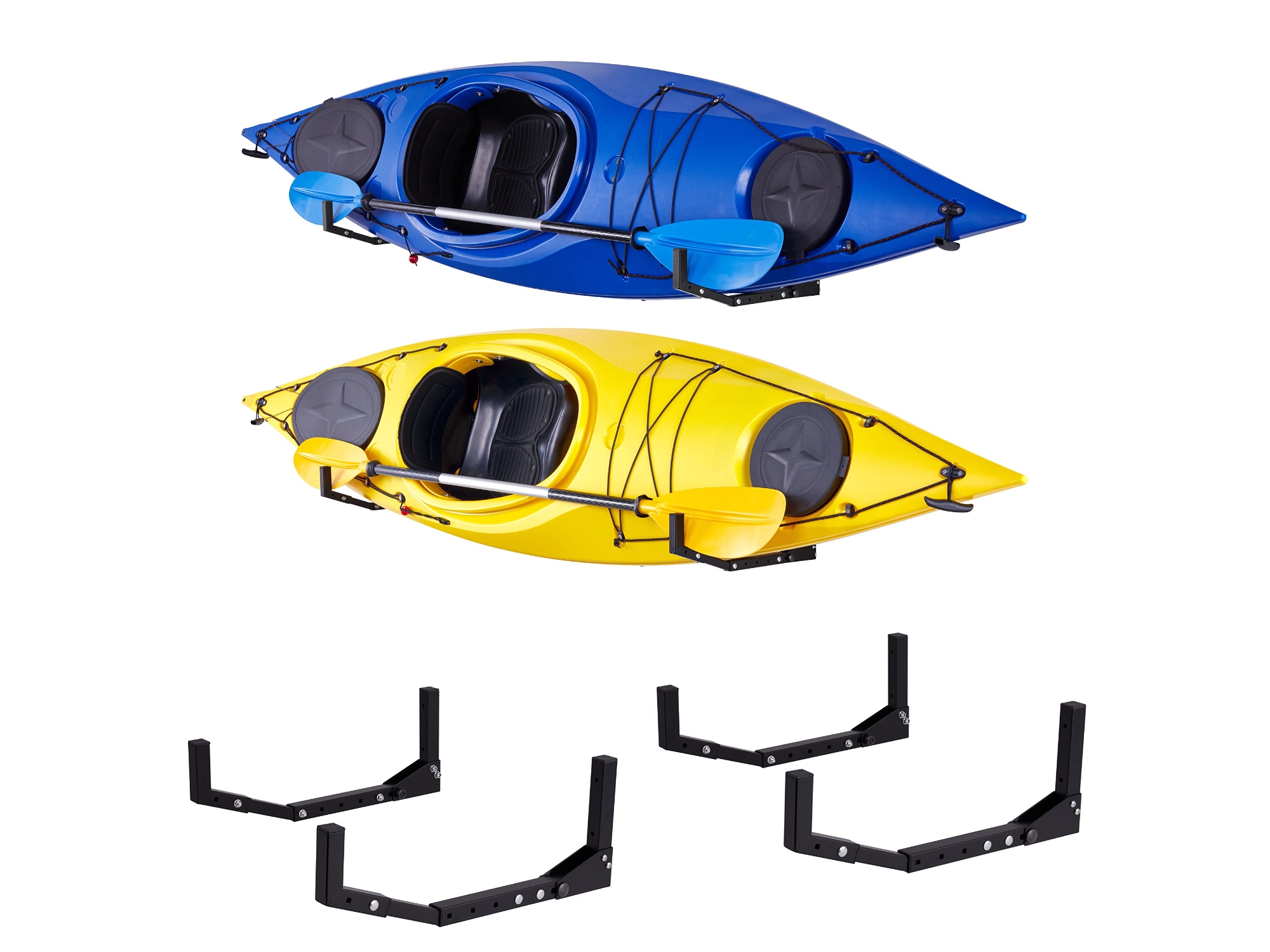 Image of RaxGo Kayak Storage Rack Indoor & Outdoor Wall Hanger Storage 2 Pairs ID 843812169240