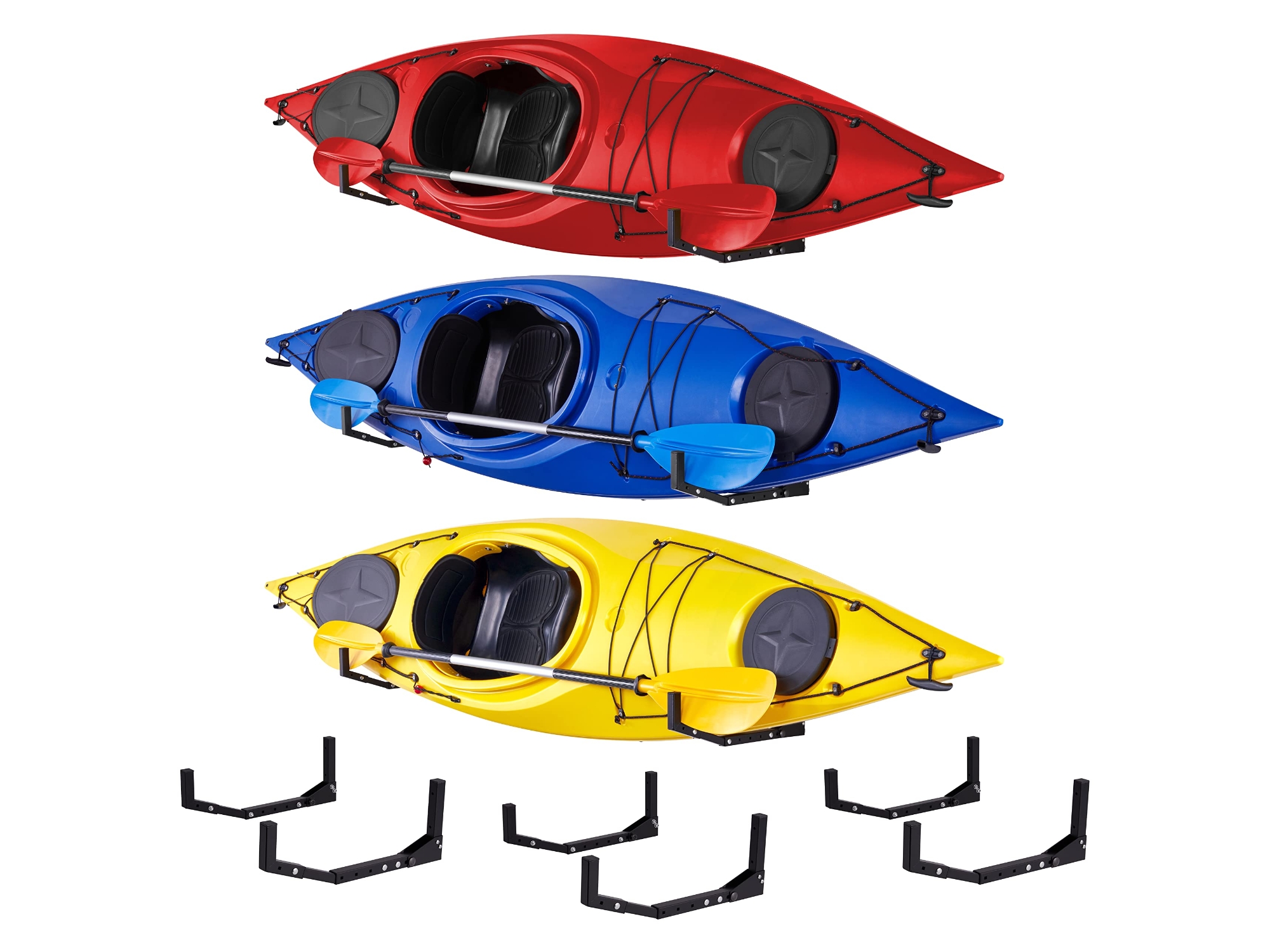 Image of RaxGo Kayak Wall Hanger Heavy Duty Wall Mounted Kayak Rack - 3 Sets ID 843812169257
