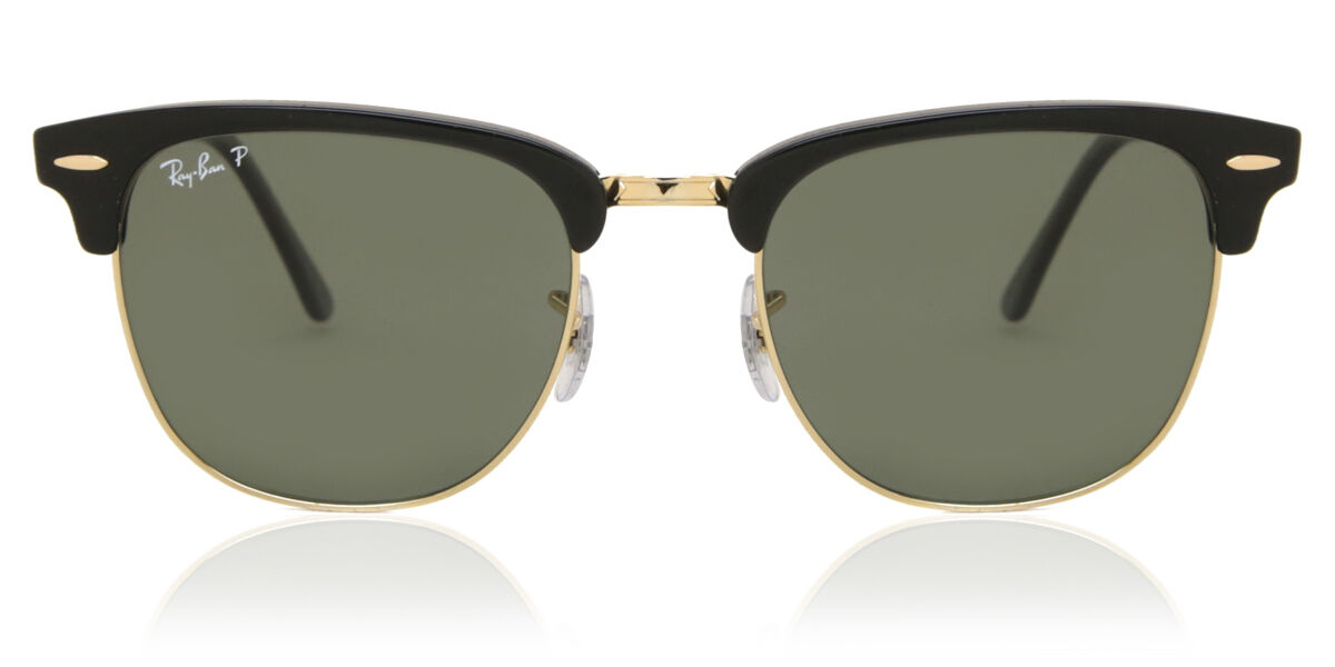 Image of Ray-Ban RB3016 Clubmaster Asian Fit Polarized 901/58 Óculos de Sol Dourados Masculino PRT