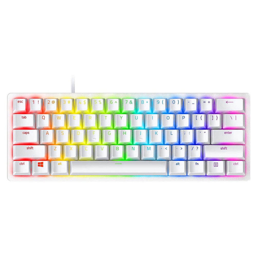 Image of Razer Huntsman Mini 60% Gaming Keyboard RGB Lighting PBT Keycaps Onboard Memory Clicky Optical Switches -Mercury White