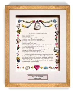 Image of Recipe for a Happy Marriage Gift Frame