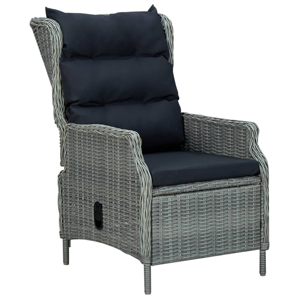 Image of Reclining Garden Chair with Cushions Poly Rattan Light Gray
